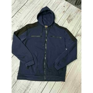 LR Scoop 2XL Full Zip Up Hoodie Jacket Navy Blue Black Shoulder Detail Mens